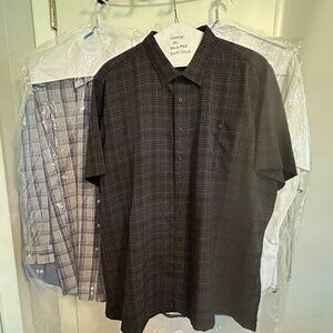 George, 3XL Men's Short Sleeve Shirt Black Plaid